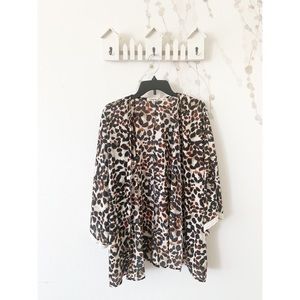 Liberty Love Leopard Kimono W/ Crochet Trim